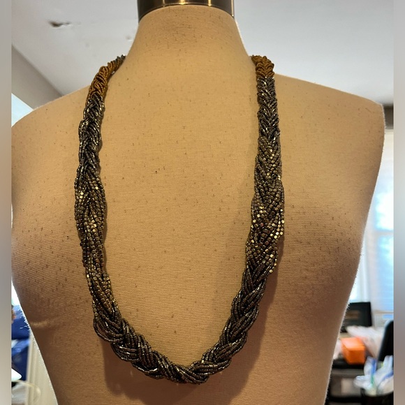 Vintage Loft 2-tone braided seeded bead necklace - Picture 4 of 9